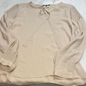 Kobi Halperin Cream Blouse with Smocked Sleeves